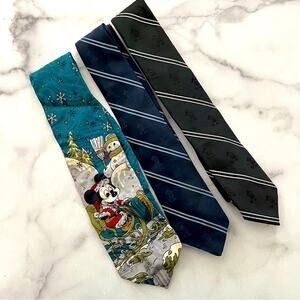 3x Vintage Mickey Mouse Ties Cervantes Time Out Christmas